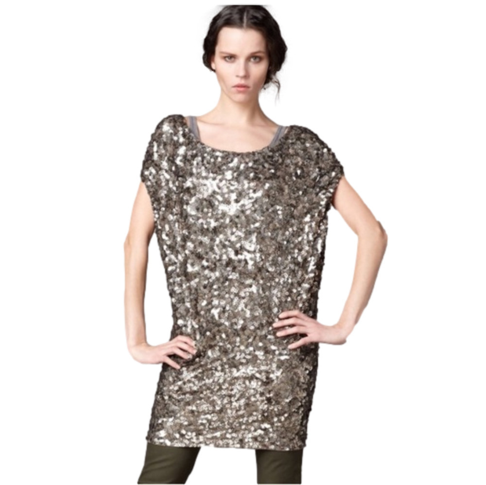 VINCE Metallic Ring Sequin Dress